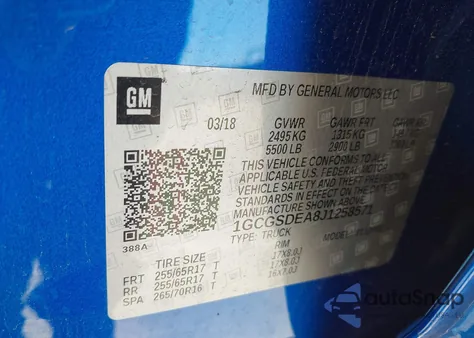 2018 Chevrolet Colorado Z71 from USA, damaged, VIN 1GCGSDEA8J1258571